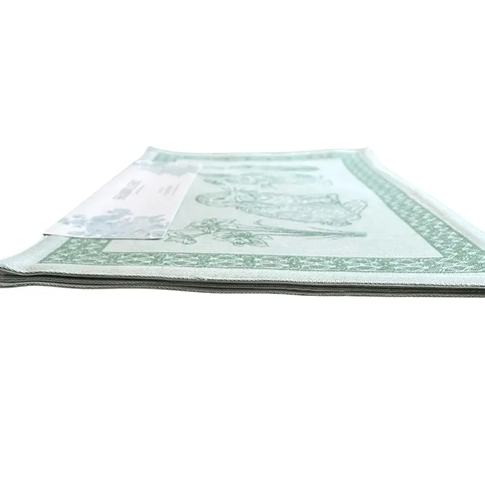NEW Shabby Chic Bunny Rabbit Cotton Placemats 13x19 Green White Spring Easter
